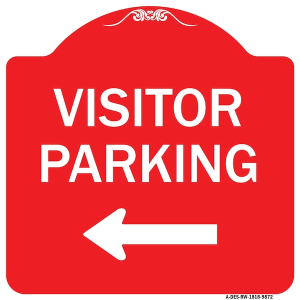 Signmission Designer Series Visitor Parking 1, Red & White Heavy-Gauge Aluminum Sign, 18" x 18", RW-1818-9872 A-DES-RW-1818-9872 - main